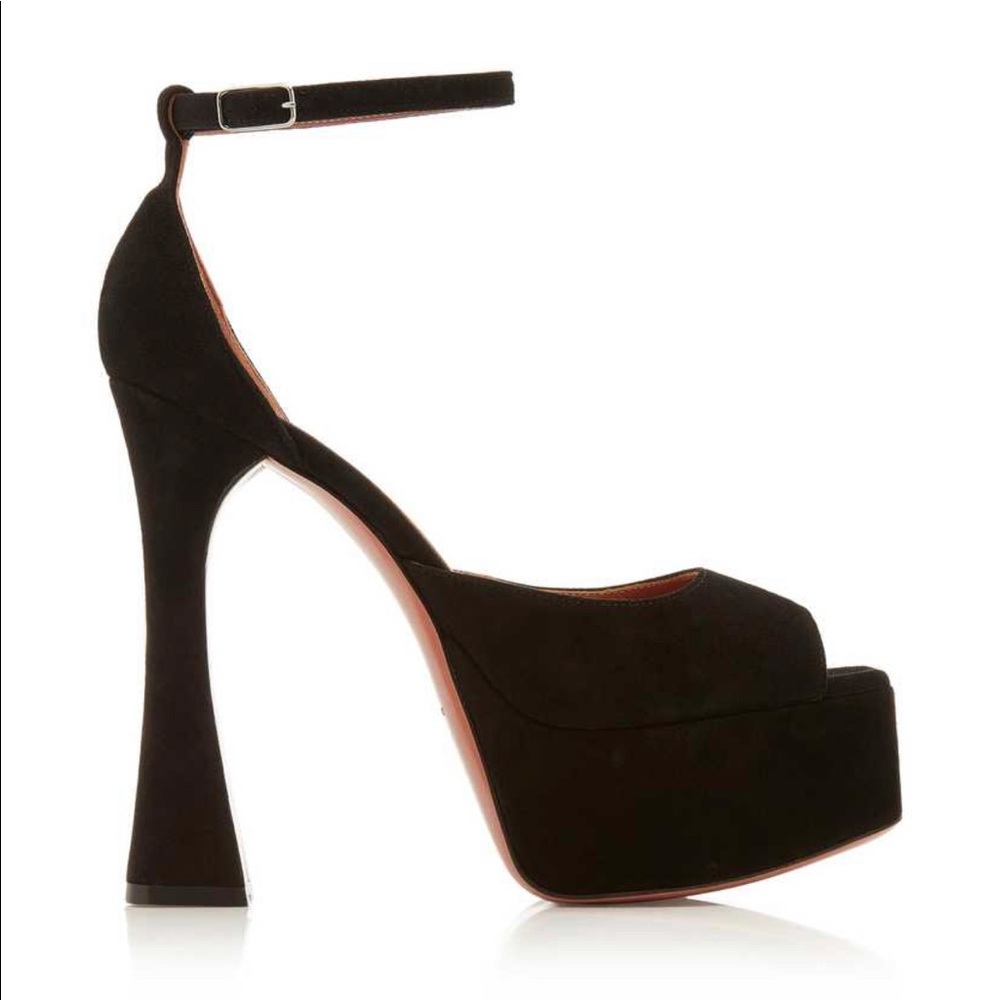 Amina Muaddi Bianca Suede Sandals